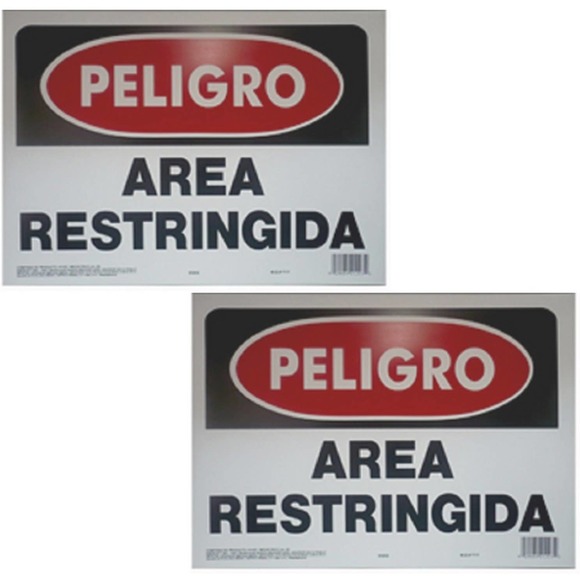 (Set of 2) HD 14 x 10 in. PELIGRO AREA RESTRINGIDA (DANGER AREA RESTRICTED) - Picture 1 of 2
